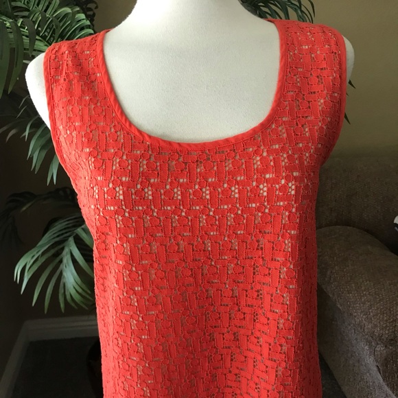 Ann Taylor orange sleeveless lined top - Picture 5 of 6